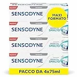 Sensodyne Dentifricio Sensibilità & Smalto Whitening, per Denti Sensibili, Smalto forte, Effetto Sbiancante*,Gusto menta fresca, Pacco da 4x75ml