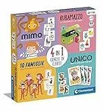 Clementoni- 4 in 1 (Mimo, Unico, Rubamazzo, 10 Famiglie) -Carte 4 Anni (Versione in Italiano), Gioco da Tavolo Bambini, 2-6 Giocatori-Made in Italy, Multicolore, 16759