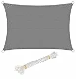WOLTU Vela ombreggiante 4x6m in HDPE 180 g/m² Traspirante Tenda a Vela Parasole Rettangolare Protezione Solare Respirante Anti UV Giardino Esterni Grigio