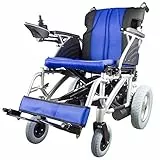 Mobiclinic, Sedia a rotelle elettrica, Modello Lyra, Pieghevole, Alluminio, Marchio Europeo, Ruote PVC, Carrozzina per disabili e anziani, Ortopedica, colore Blu e Nero