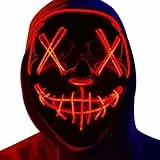EHIOG Maschere Creepy Cosplay LED illuminate,Maschera di Halloween LED - Maschere di Halloween - Maschere di spurgo - Maschere in costume,Festa di carnevale horror di Natale di Halloween -Rosso