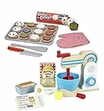 Bundle Includes 2 Items - Melissa & Doug Wooden Make-a-Cake Mixer Set (11 pcs) - Play Food and Kitchen Accessories and Melissa & Doug Slice and Bake Wooden Cookie Play Food Set