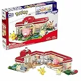 MEGA Pokémon - Centro Pokémon, set da costruire con 648 pezzi e sistema Mattoncino movimento, include Pikachu, Chansey, Evee e Togepi, giocattolo per bambini, 8+ anni, HNT93