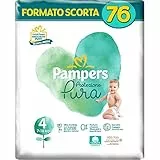 Pampers Protezione Pura (Naturello), 76 Pannolini Contenenti Cotone e Materiali Naturali Derivanti dalle Piante, 0% Profumo, Taglia 4 (7-18 kg)