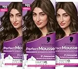 Schwarzkopf Perfect Mousse - Colorazione permanente in schiuma 500/5-0 marrone medio (3 x 93 ml), colore per capelli con perfetta copertura dei grigi, colorazione per una cura intensa e lucentezza