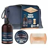 King C. Gillette Kit BALSAMO BARBA, DETERGENTE VISO UOMO, PETTINE BARBA, Ideale per la Cura della Barba, Confezione Idea Regalo, Set Barba Uomo Professionale