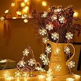 Lecone Catena Luminosa Fiocco di Neve 20 Stelle 3M Batteria Alimentata LED Luci Illuminazione Decorativa Ideale per Albero di Natale, Halloween, Matrimonio, Decorazione della stanza, Party, Giardino