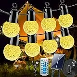 GCMacau Luci Da Esterno Giardino Solari, G40 Catena Luminosa Esterno 15M LED Luci Stringa Solare USB Ricaricabile con 25 Plastica Lampadine con Telecomando per Esterni Decorative Festa Matrimonio