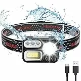Torcia Frontale, Lampada da Testa con Sensore Movimento,Ricaricabile,Batteria 1500mAh,IPX5 Impermeabile, con 8 Modalità di Luce, per Riparazione, Campeggio, Corsa, Pesca