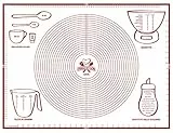 soleilx Spianatoia per Impastare 80x60 Tappetino da Forno in Silicone Riutilizzabile Antiaderente Resistente al calore Tappeto Cucina per Pasta fatta in Casa Pasticceria