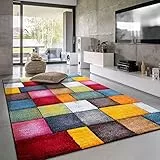 Paco Home Tappeto Salotto Moderno Pelo Corto Moderno Motivo Geometrico 3D, Dimensione:160x230 cm, Colore:Multicolore
