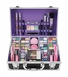 Bliss Beauty Case con Prodotti per il Trucco Vegani - Beauty Case con Ombretto, Fard, Rossetto, Cera e Polvere per Sopracciglia, Pennelli - Organizzatore per Makeup Case con Cornice in Alluminio