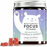 Per maggiore concentrazione e forma mentale - con gingko biloba e ginseng, vitamina B6, B12 e zinco - fornitura mensile - Bears with Benefits Beauty & Brains Focus Vitamin