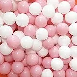 MoonxHome 200pz 5,5cm Palle da Gioco Palline di plastica Anti-schiacciamento Palline Giocattolo per Bambini Senza Bordi affilati, Non tossico, Senza ftalati e BPA, Palline oceaniche Bianco Rosa