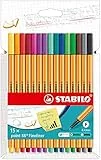 Fineliner - STABILO point 88 - Astuccio da 15 - Colori assortiti