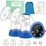 TAKRINK Tiralatte Elettrico Doppio Tira Latte Neonati Elettrico Indolore Ricaricabile Portatile 3 Modalità 9 Livelli con Motore Silenziosoe 2 Biberon da 180ml 10 Sacchetti Latte Materno