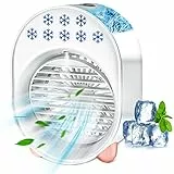 Condizionatore Portatile, Ventilatore 4 in 1, BelonLink Raffreddatore d'Aria Mini, Condizionatore D'aria Portatile, umidificatore 3 Velocità del Vento, 7 colori luce d'atmosfera,Ufficio,Casa (bianco)