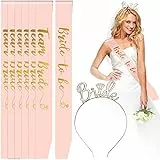 Sidereum 8 Pezzi Addio al Nubilato Gadget Sposa di Essere Fascia Bride To Be,Team Bride Sash con Bride To Be Sash per Fidanzata e Addio al Nubilato(Oro Rosa)