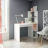 Dmora - Scrivania Pittston, Scrittoio lineare con libreria, Tavolo ufficio multiuso salvaspazio, 110x50h136 cm, Bianco