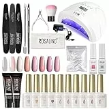 ROSALIND Kit Semipermanente Unghie Professionale con UV LED Lampada 48W, 6 Colori 10ML Shellac Smalti Semipermanente, Primer Base e Top Coat, Gel Ricostruzione Unghie, Kit Smalto Semipermanente