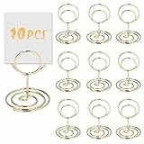 Supporti per Cartellini Segnaposto,10 Pezzi Pinze Segnaposto Mollette,Segnaposto Matrimonio,Cartellini Segnaposto Porta Memo Foto Clip Portanumero da Tavolo,Portafoto da Tavolo con Base Rotonda