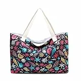 Borsa da Spiaggia Grande con Chiusura Zip XXL Borse a Spalla da Donna per le Vacanze Viaggio Spiaggia (SEASHELL)