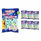 CASA DEL DOLCE Molly Mallow Bicolore Azzurro, Marshmallow Sfuso, 6 Buste da 1 Kg, Ideale per Feste di Compleanno, Senza Lattosio e Gluten Free