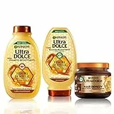 Garnier Ultra Dolce Routine Completa Tesori di Miele, Kit con Shampoo + Balsamo + Maschera, Ideale Per Capelli Danneggiati, Con Miele d'Acacia e Cera d'Api