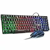 Rii Gaming RK108 (Layout Italiano) - Set Tastiera RK100+ e Mouse da Gioco, retroilluminati a LED, sensibilità Regolabile Fino a 3.200 DPI