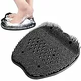 Grande Tappetino Scrubber per Piedi, Pad Massaggio Doccia Piede Spazzola Antiscivolo - Deterge, Esfoliare, Massaggiare i Piedi Senza Piegarsi, Alleviare i Piedi Stanchi (Nero)
