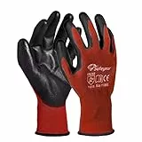 SAFEYEAR 12 paia di guanti da lavoro rosso rivestiti in poliuretano per costruttore, guanti di sicurezza per lavoro uomini e donne, giardinaggio, pulizia, costruzione, ciclismo, consegna,XL