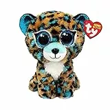 Ty Beanie Boos Cobalt il Leopardo, con Occhi Azzurri Grandi e Glitter, il Peluche con gli Occhi Grandi Scintillanti 15 Cm T36691