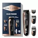 King C. Gillette Kit Regolabarba Uomo, 1 Testina, 3 Pettini Regolatori, 1 Spazzolina, 1 Caricatore, Rasoio Barba Elettrico, Idea Regalo Uomo Kit Professionale