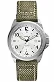 Fossil Orologio Bronson da uomo, movimento al quarzo, cassa in acciaio inossidabile argentato da 40 mm con cinturino in nylon, FS5918