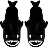 Eagsouni Pantofole di Squalo Donna Uomo Invernali Ciabatte da Casa Peluche Memory Foam Comode Shark Slippers, Nero, 40/41 EU