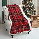 Catalonia Classy Coperta Sherpa TV Scozzese Rossa di Bufalo Natalizia, 150 x 130 cm, Coperta Decorativa in Pile, Super Morbida, Calda e Confortevole