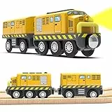 LiRiQi Treno Elettrico per Bambini, Rail Treno passeggeri, Locomotiva ad Azione a Batteria, Set di proiettili per Motore Compatibile Thomas Brio Chuggington, Giocattolo educativo Regali Bambini Giallo