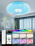 wowspeed Plafoniera LED Soffitto RGB con Altoparlante Bluetooth 36W, Cambio Colore RGB Dimmerabile,Lampada Soffitto con Telecomando e Controllo APP,Lampada da Soffitto per camera da letto soggiorno