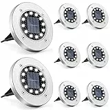 Anmossi Lampade Solari da Giardino,12 LED Lampada Solare da Esterno,Luce Solare LED Esterno IP65 Impermeabile,Bianco Freddo,Faretti Solari a Led da Esterno per Prato,Giardino,Paesaggio,Scala(8 Pezzi)
