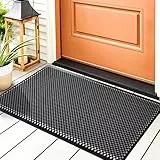 Fowooyeen Zerbino Ingresso, Tappeto Lavabile, Tappetino Entrata Asciugapassi Antiscivolo per Interni ed Esterni, Casa e Ufficio, Silicone Resistente - 43x76 cm, Nero