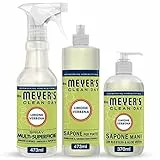 MRS MEYER'S CLEAN DAY 1 Sapone Liquido Mani + 1 Detersivo Piatti + 1 Spray Igienizzante Multisuperficie, Fragranza Limone & Verbena con Oli essenziali
