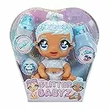 Glitter Babyz I Love U 574859EUC, Bambola January Snowflake, con 3 magici Cambi di Colore, Capelli Azzurri e Vestito Invernale, Pannolino, biberon e Ciuccio riutilizzabili - età: 3+, Multicolore
