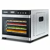 COSORI Essiccatore Alimentare Acciaio Inox, Argento Nero, Temperatura Regolabile 35°-75℃, 6 Vassoi Removibili, 50 Ricette Gratuite, Timer 48H, Essiccatore Multiuso, Vassoi Lavabili in Lavastoviglie