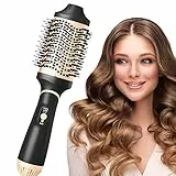 Fauxpont Spazzola Asciugacapelli,1000W 5 in 1 Ioni Negativi Spazzola Ad Aria Calda,3 Temperature e 2 Livelli di Flusso Spazzola ad aria calda,One-Step Spazzola Asciugacapelli Spazzola per lo Styling