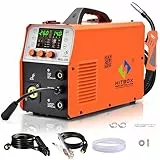 HITBOX Saldatrice MIG a gas 5 in 1 MIG, 250 A, 240 V, LCD, saldatrice digitale MIG, filo massiccio, MIG ARC Lift TIG, saldatrice in alluminio, saldabile, 2 anni di garanzia