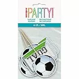 Unique Party 27285 - Decorazioni Per Torte per Feste di Calcio - Confezione da 6, Multicolore