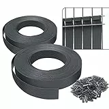VOUNOT Strisce di Protezione in PVC per Recinzioni da Giardino e Recinzioni a Doppia Asta 150m x 4.7cm, Strisce Frangivista in PVC con 300 Clip di Fissaggio, Grigio