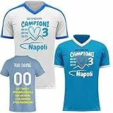 BrolloGroup Maglia Calcio Scudetto Napoli Maglietta T-Shirt Campioni d'Italia 2023 3 Scudetti PS 40538-NAP-5-BS
