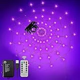 Lecone Luci di Halloween, 80 LED Luci Ragnatela con 8 Modalità, Ragno Nero, Telecomando, Decorazione Halloween per Partito Larda Sbarra Casa Infestata