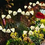 ZWOOS Luci Solari da Esterno Giardino, 4 Pezzi 8 LED Fungo Lampade Solari, IP65 Impermeabile Luci Energia Solare per Giardino, Balcone, Bianco Caldo